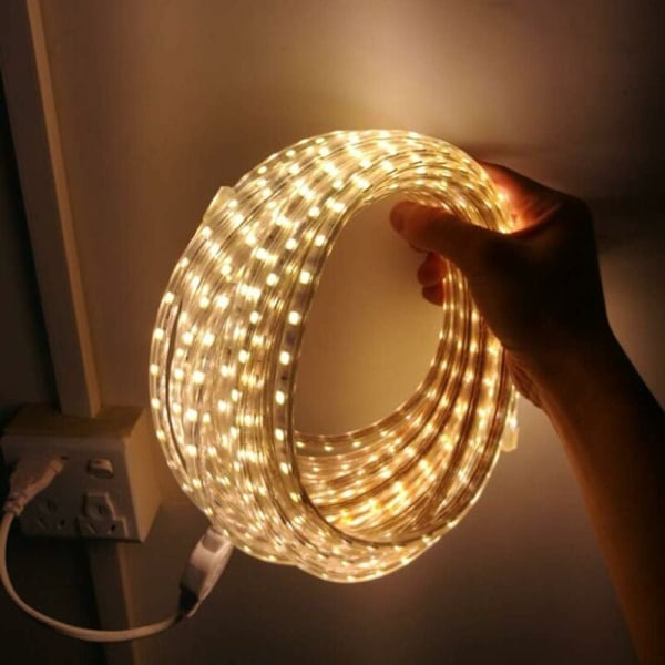 LED-strip, Vattentät LED-strip, Stark LED-strip 220v, 5050 IP65 Vattentät LED-strip, Varmvit Bredd 8mm (4m)