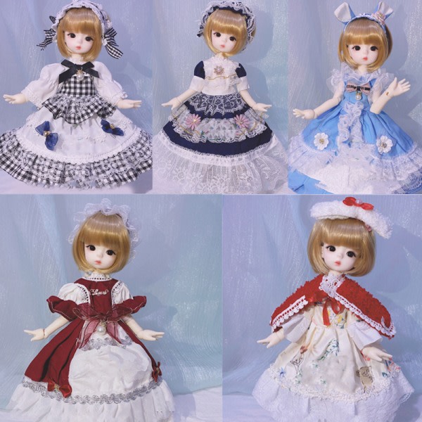 IC BJD Loli Dockdocka Lolita Kläder 1/6 BJD Tillbehör Vacker Maid A1