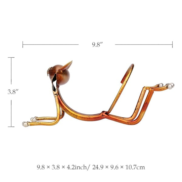 Metall Vinstativ Yoga Katt Flaskeholder Skulptur Dekorasjon Hjeminnredning Håndverk, T-Audace