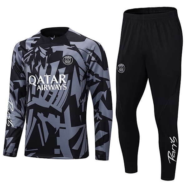 Paris Saint-Germain Liverpool Brasilien Marseille Langærmet Trøje Voksen Børnetøj Halv-Lynlås Træningssæt Black and gray camouflage 16