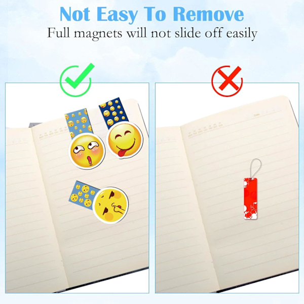 12 kpl magneettiset kirjanmerkit, söpöt emoji-kirjanmerkit, emomoticons-kirjanmerkit, magneettiset kirjanmerkit lapsille, värikkäät söpöt kirjanmerkit opiskelijoille, pojille, tytöille Z emoji