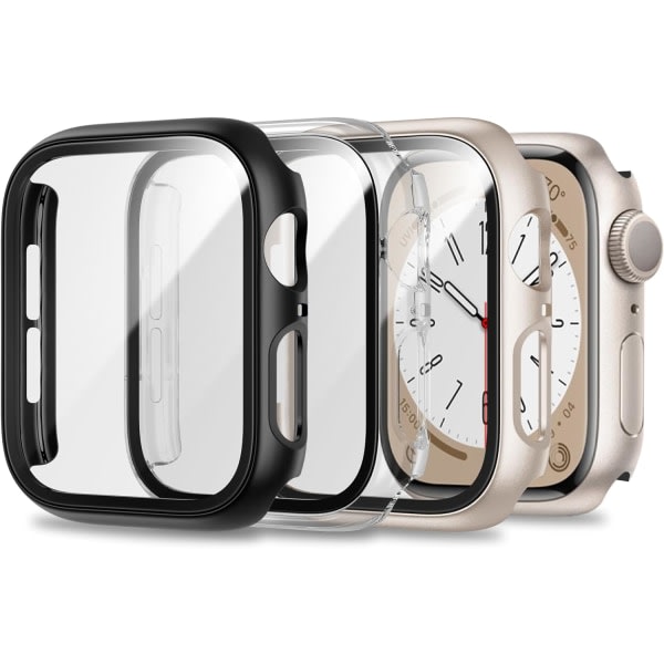[3-pack] Etui til Apple Watch Series 9/8/7 41 mm med herdat glas IC