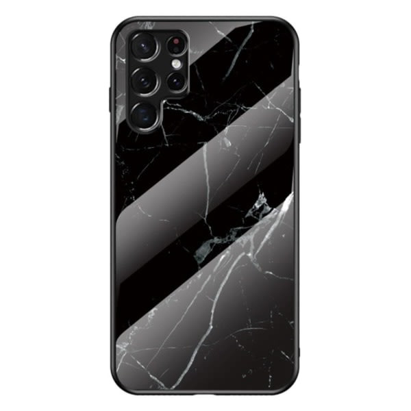 IC Samsung Galaxy S22 Ultra Cover Marmor Hærdet Glas Sort