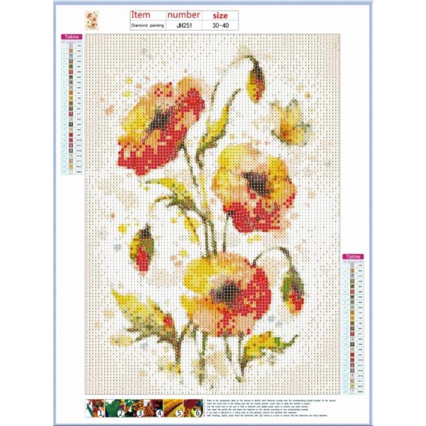 IC 5D DIY Maleri efter tal Kit Smukke Blomster Krystal Strass til Voksne Broderi Kunst Korssting How Tos Vægdækning Soveværelse Stue 30 x 40c