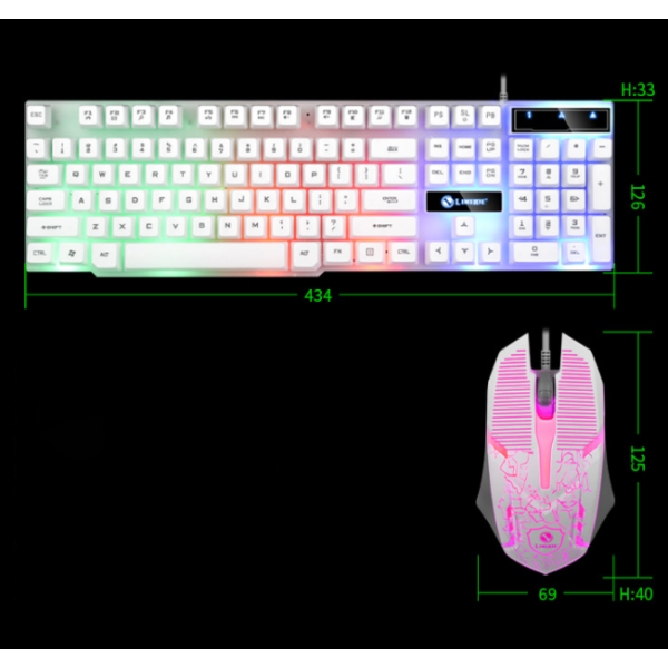 IC Trådløst Tastatur og Mussett GTX300 Combo Kit LED-bakgrunnsbelysning, Svart