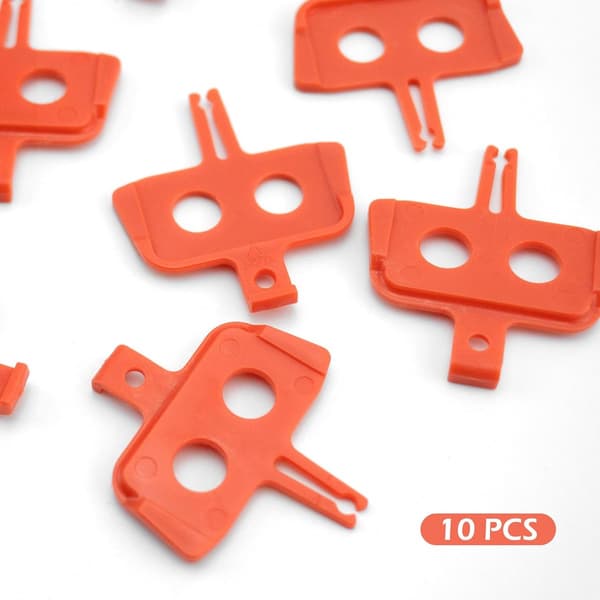 10-pak hydrauliske skivebremseklodsafstandsstykker, holdbar plast, forhindrer klodslukning, til MTB og landevejscykler, orange, 4,5 cm