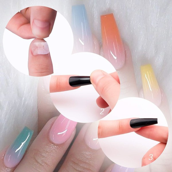 IC 100 stycken (svart) Långa press-on naglar Akryl konstgjorda falska naglar Cover falska naglar för nagelkonst Nagelsalong tillbehör