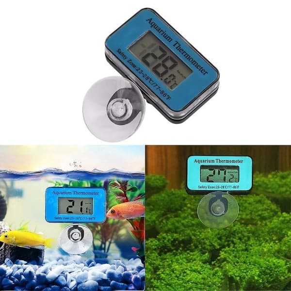 IC LCD Digital Akvarietermometer Med Sugkop Til Fisk Og Reptiler - Med Batteri