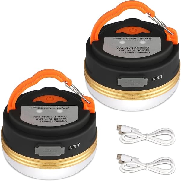 IC 2-pakks teltlampe USB-oppladbar campinglampe