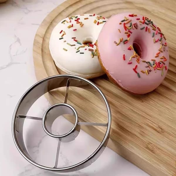 Donutform - 2-pak - Rustfrit stål - 9,8 cm Donutform - Professionelt bageværktøj - Laver perfekte donuts/bagels/småkager/rubs osv.