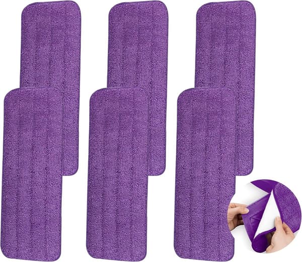 6 stk. - Spraymoppe refill - Moppe refill egnet til moppe - Moppesystem - Mikrofiberklud - Moppe refill - Mikrofibermoppepude Moppe refill