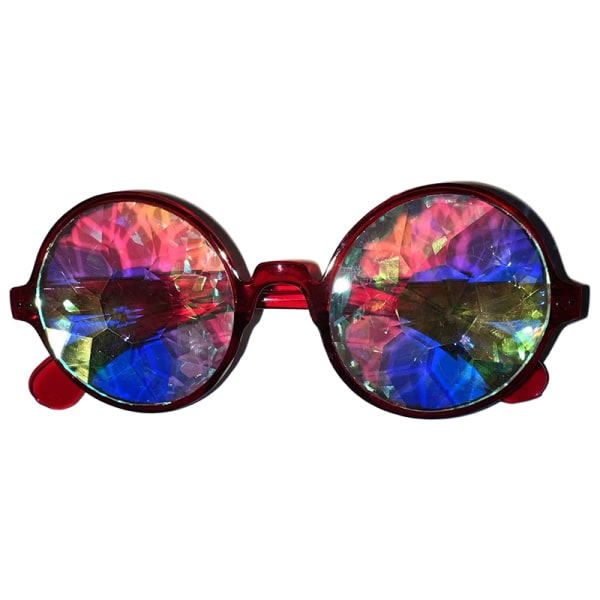 IC Klara pyöreät lasit Kalejdoskop Eyewears Crystal Lens Party Su Red