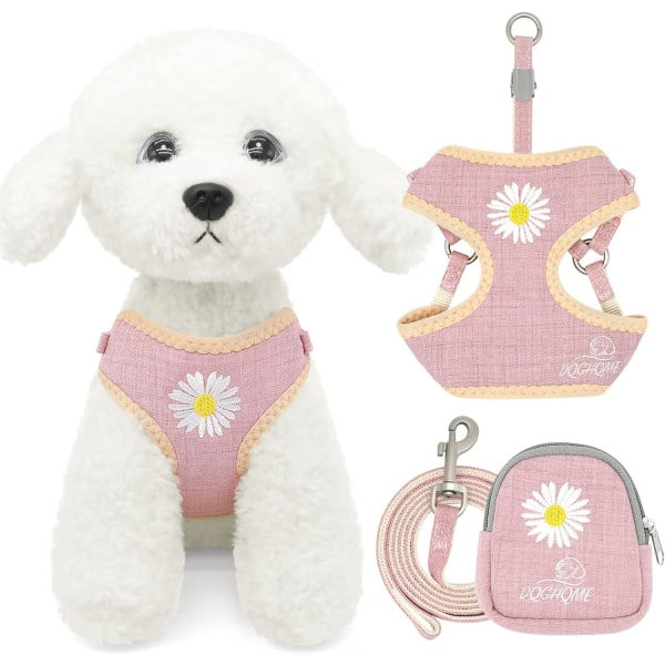 IC Valp, XS/XXS Hundsele Rosa tjej Hundsele för extra små hundar Step in Hundsele och Koppel Set Mjukt andningsbart Mesh Rekommenderas