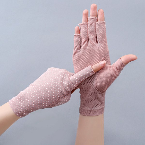 IC 1 Par Anti UV-handskar Shield Glove Fingerless Manikyr Nail Art Pink