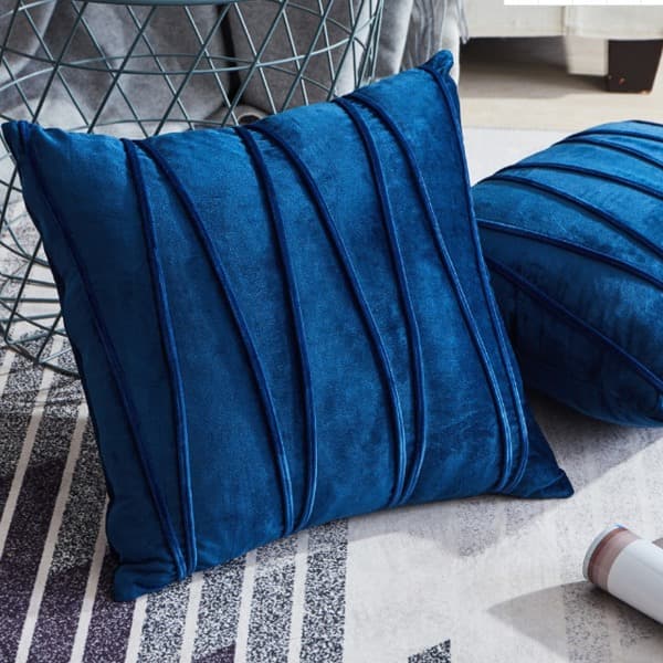 IC 2-delt sæt Dekorativt Fluffy Hold Pudebetræk Sofa Feature Sofa marineblå