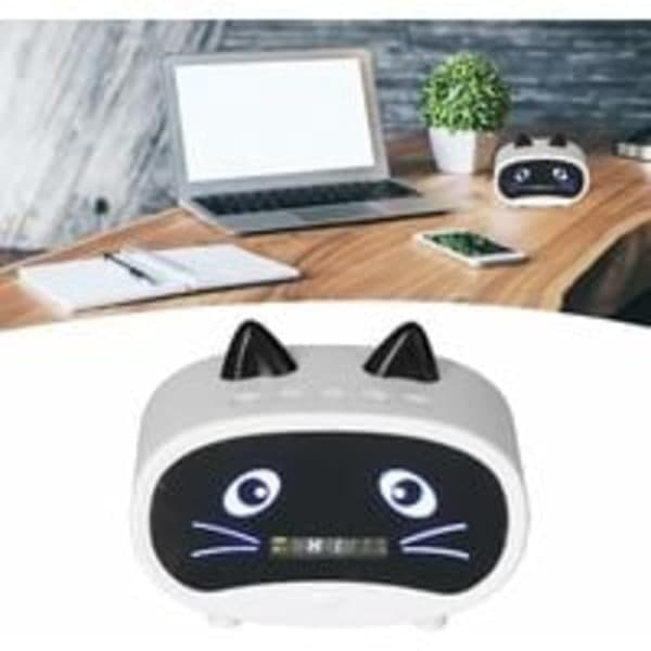 IC Tecknad kattväckarklocka dubbel väckarklocka, Bluetooth-högtalare, handsfree-samtal