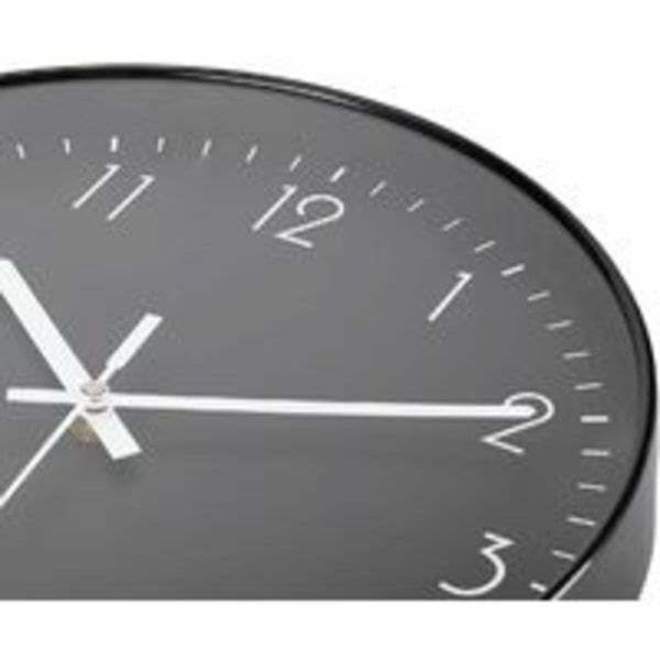 IC Svart väggklocka, 12'' modern minimalistisk tyst klocka, batteridriven, kvartsrörelse, lätt att läsa