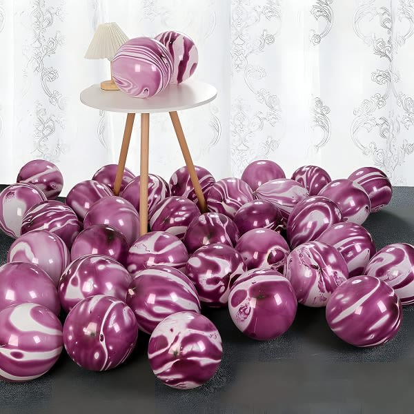 Lila Tie Dye Ballonger 30 STK 12 Tum Agat Marmor Latex Swirl Ballonger För Tie Dye Födelsedagsfest Tillbehör, Candyl