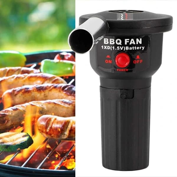 Elektrisk BBQ-fläkt Eldstartare Bärbar Batteridriven Luftblåsare för Kolgrillar, Lägereldar och Eldstäder Svart
