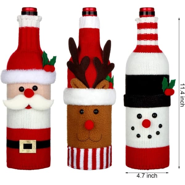 Jultröjor för vinflaskor, 6-pack, handgjorda, för juldekoration