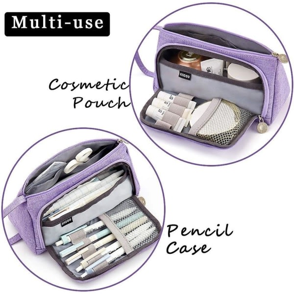 IC Multifunktionell case med stor kapacitet Premium canvas pennväska brevpapper organizer för tjej dam