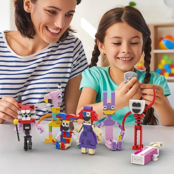 Digital Circus Byggklossar Set - 7 i 1 Mini Pomni Jax Ragatha King Gangle Zooble Bubble Caine Humor Magic leksak för barn 7set