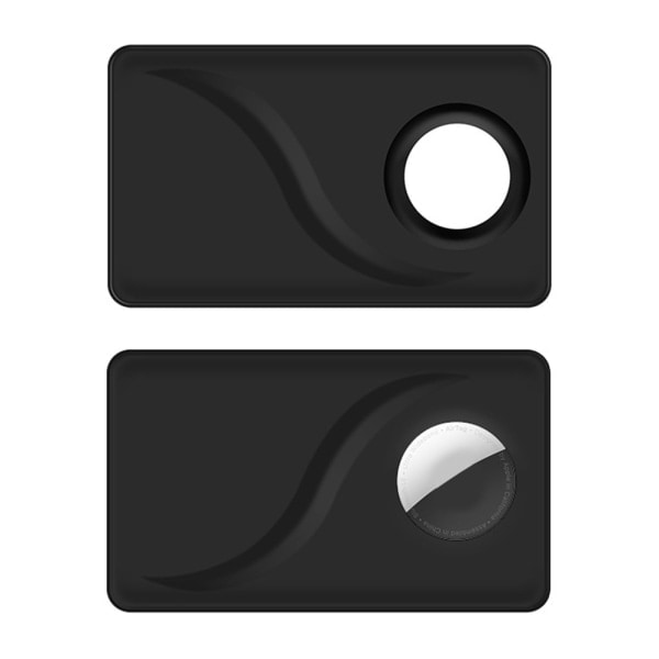 IC 1. ægte læder AirTag Wallet Card Case Sort