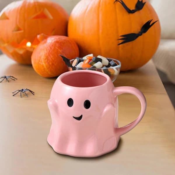 14oz Halloween Ghost Mug Cute Ceramic Ghost Mug Adorable Ghost Decoration Pink One size Pink One size
