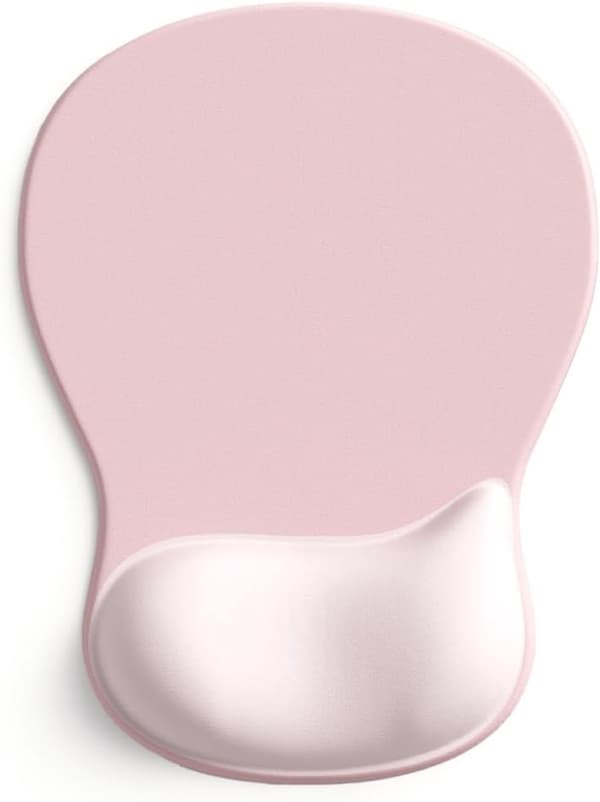 Gel Musemåtte med Håndledsstøtte - Gaming Musemåtte, Memory Foam, Skridsikker Base - Skrivebordstilbehør - 26x19,5 cm - Pink