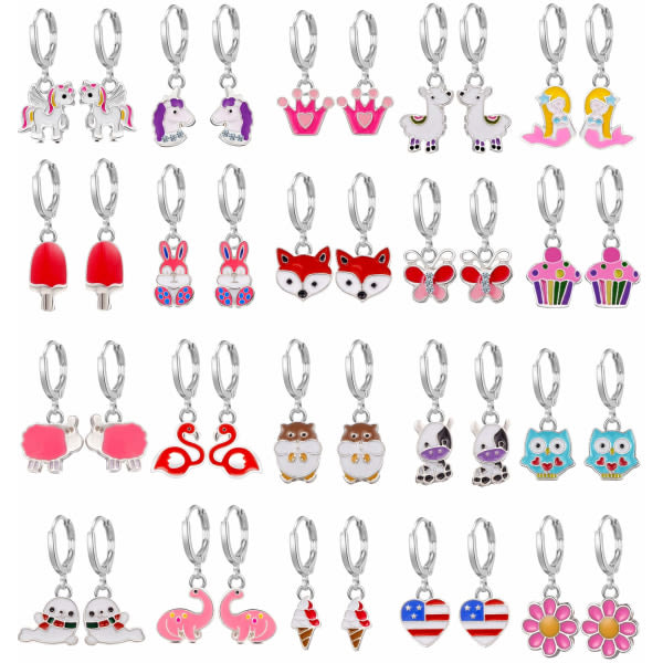 20 par allergivänliga örhängen för flickor - Söta Dangle örhängen med Mini Hoop örhängen för tonårsflickor #4