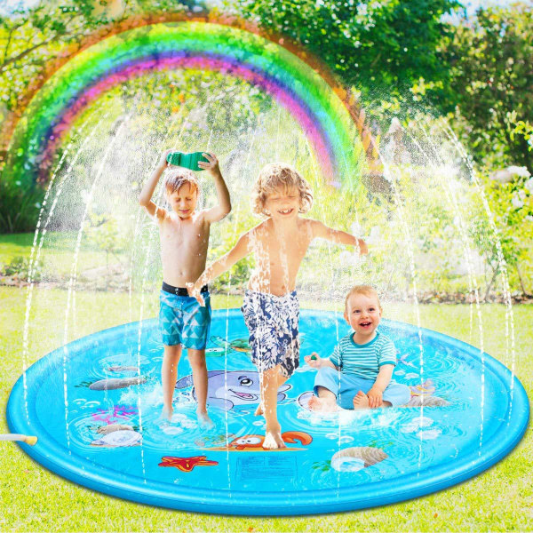 IC Oppblåsbar stänksprinklerdyna for barn, 67" utendørs vannmatta leksaker - baby - rolig bakgård fontän lekmatta for 1 -12 år