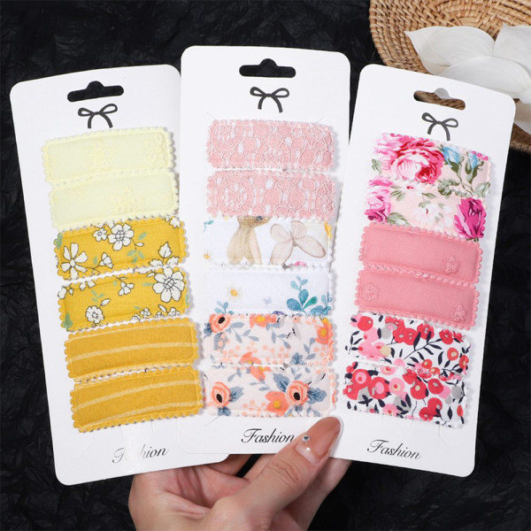 IC 6ST Creative Small Fresh Printed Tyg Bangs Clip Summer e Fl A6