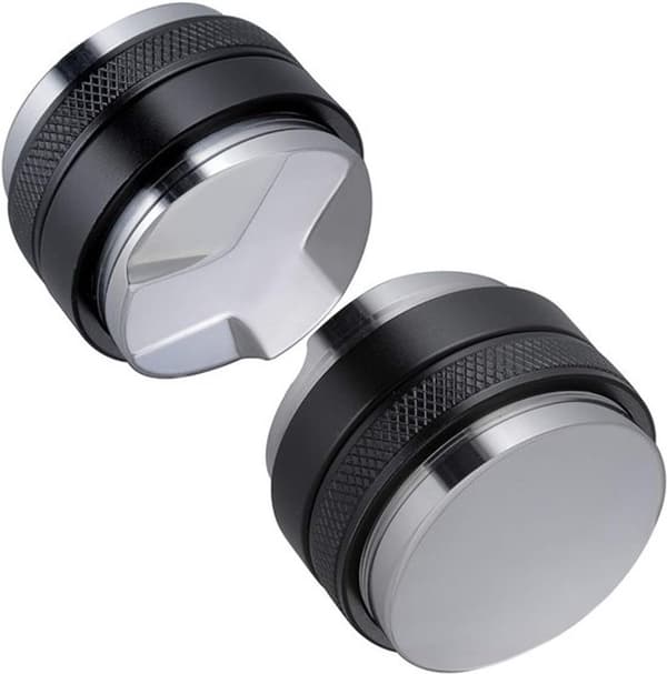 Espressokaffedistributör, rostfritt stål, 53 mm, svart och silver, för espressomaskiner och kaffebarer