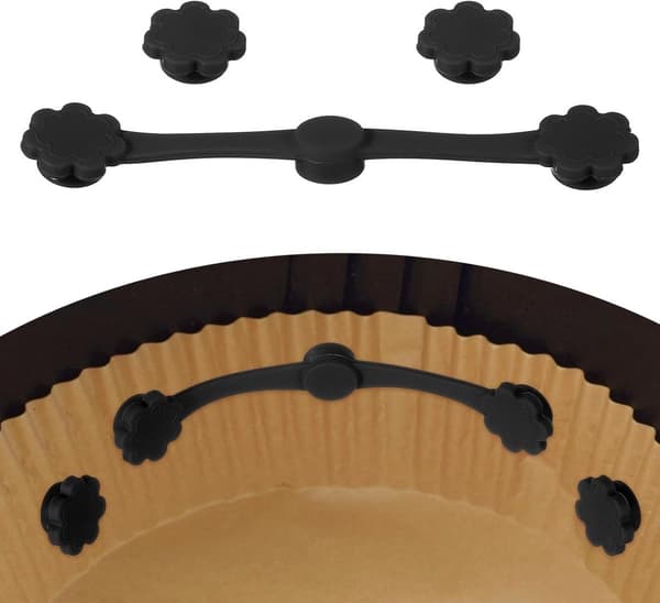 Airfryer bakepapirholderklips, varmebestandige silikonmagnetstriper, for jernkurver, 4 sett, svart