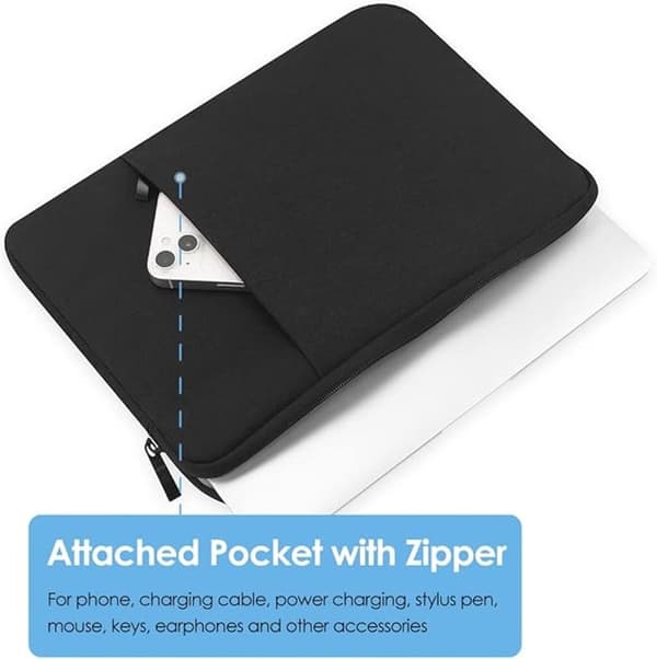 Laptopfodral för MacBook Air 15,3 tum M4 M3 M2 2023-2025, vattenavvisande polyesterväska med mockafoder och framficka, svart