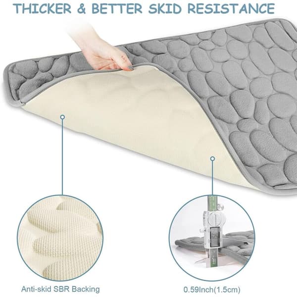 Sklisikker baderomsmatte i memory foam, absorberende baderomsmatte, maskinvaskbar, dusjmatte for bad, 50 x 80 cm, grå