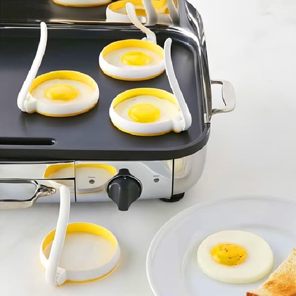 Set med två omelettringar - Äggbakningsringar - Stekt äggform - Köksbakform - Äggram - Äggbakform - Liten äggform - Pannkaksform