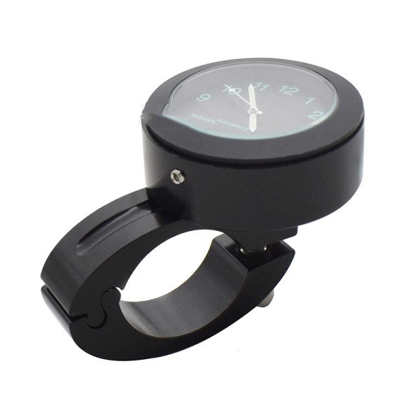 IC Luminous Clock Ohjaustangon Kiinnitys Moottoripyörälle Skootterille Musta