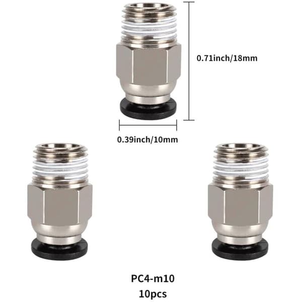 PC4-M10 Pneumatisk Konnektor til PTFE Rør 10 Stk Lige Fitting Kompatibel med 3D Printere
