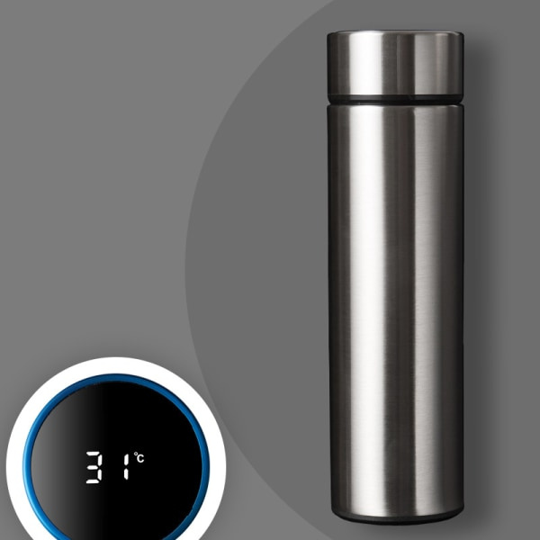 IC Intelligent Termos i Rustfrit Stål 316 Temperaturmåling Digital Display Sølv 500ml