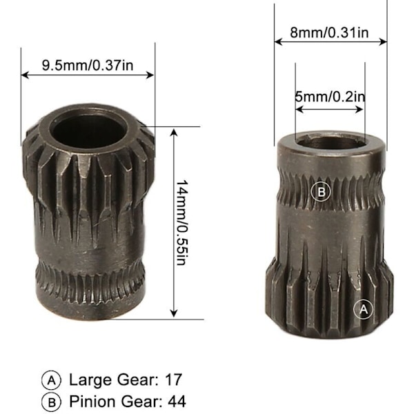 3D Printer Ekstruder Gear, Hærdet Stål, Nano RNC Belægning, Høj Hårdhed, Dobbelt Drev, Gearhjul Aksel Lejesæt, fra DEBUNS