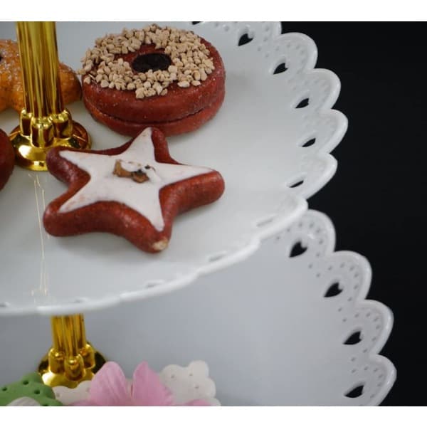 IC 3-etasjers Cupcake Stativ, Ostebrett Cupcake Dessert Stativ, Metall Hvit