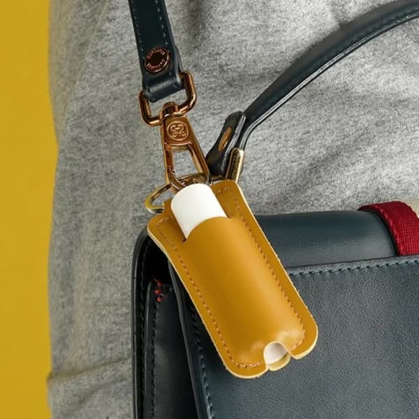Leather Case Lip Balm Holder Keychain Holder Lipstick Keychain Bag Red Red
