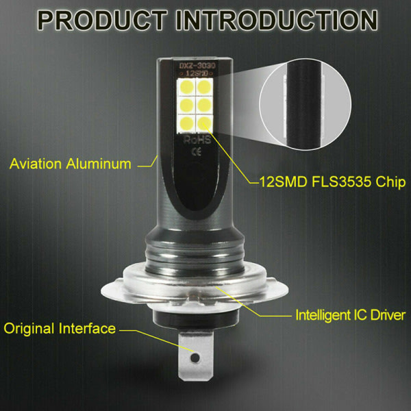IC 2x H7 LED IMMA-ajovalosetti 50W 14000LM AUTOLAMPUT 6000K