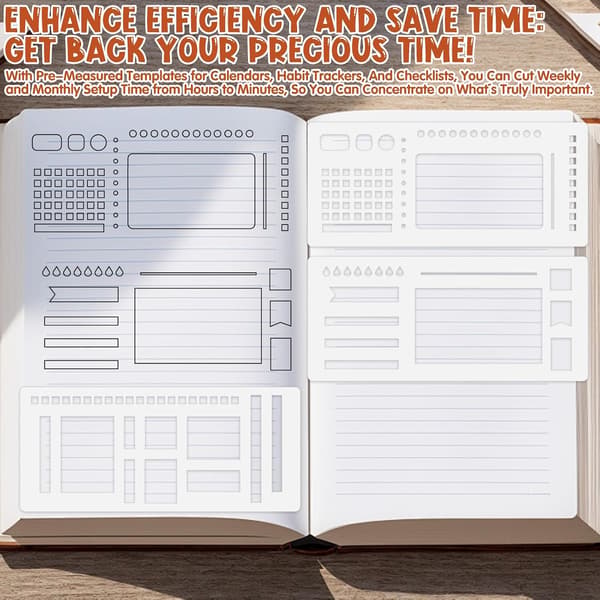 3-pak Journal Skabelonsæt, Genanvendelige Planlægningsskabeloner Opret Brugerdefinerede Ugentlige og Månedlige Layouts til Dot Grid Journals