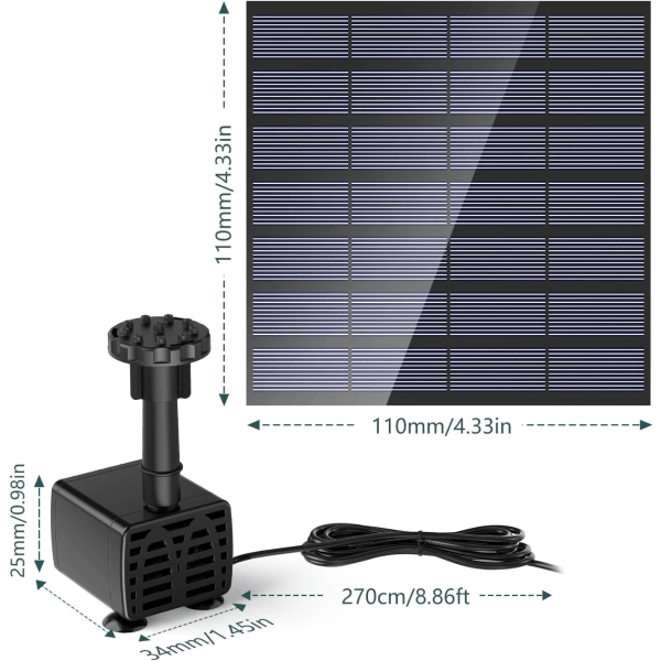 IC 2023 Oppgradert solcellevannpumpe, utendørs solfontene