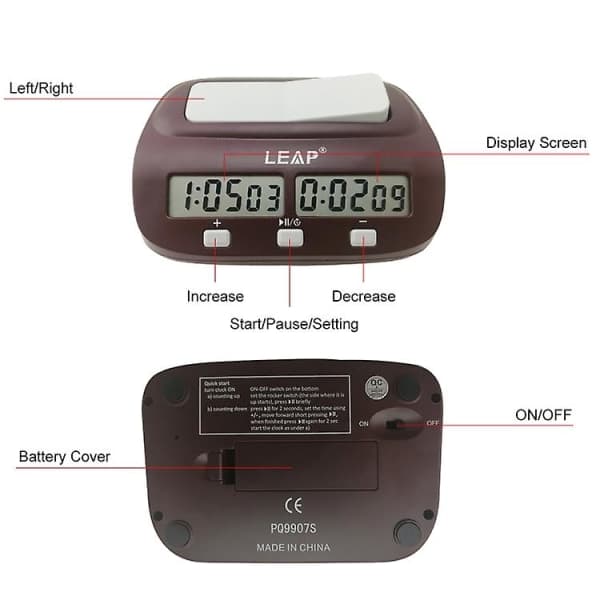 Leap Pq9907s skakur Chess Go Clock (vinrød)