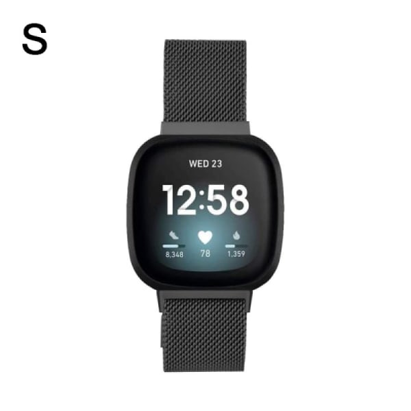 IC Fitbit Versa 3 / Sense armband rostfritt stål Svart