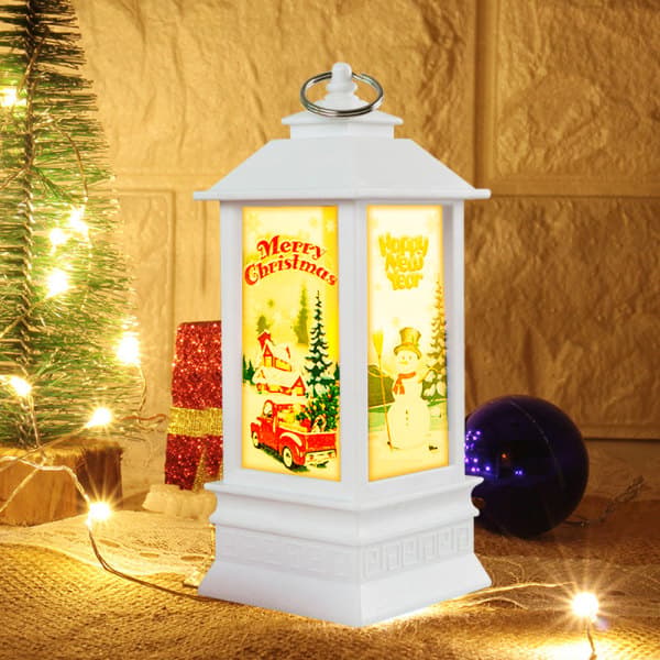 IC Jullampa Dekorativ LED-lykta med Snövirvel Tomte-stil 1