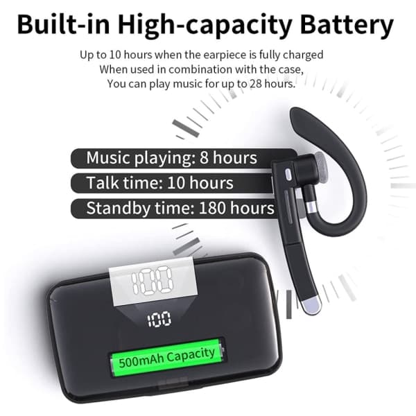 IC Bluetooth-headset med mikrofon i øret handsfree-headset Kompatibel med iPhone Android smartphones og tablets
